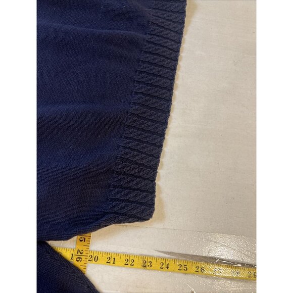 Liz Claiborne Lizsport Flag Sweater Navy Blue 100% Cotton Crew Neck Petite Large - Picture 5 of 7